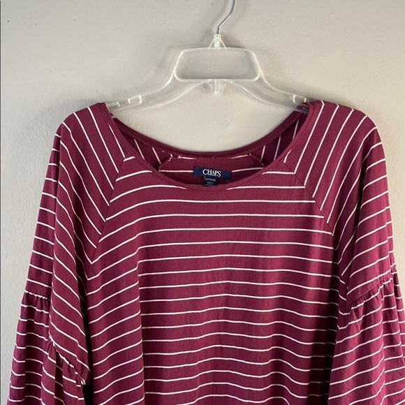 Chaps Burgundy Striped Blouse - Picture 5 of 12